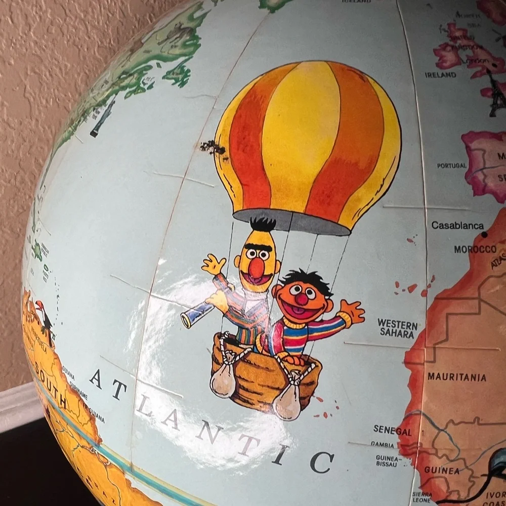 Vintage 1985 Sesame Street World Globe Rand McNally Muppets Educational Globe US